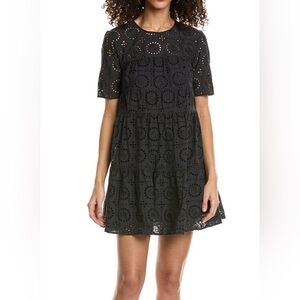 Black Staud Hyacinth eyelet mini dress size small